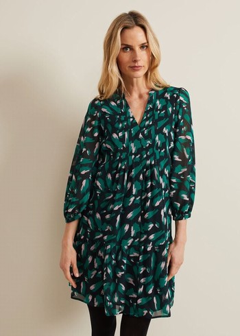 Phase Eight Abstract Penele Dress Green/Multicolor Australia | VD4016523